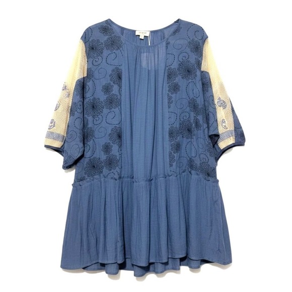 Umgee Tops - Umgee NWT Chelle Blue Embroidered Boho Tunic Top Size Medium
